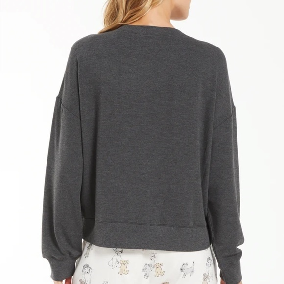 Z Supply Elle Dog Sweatshirt, Charcoal Grey, Size M - Picture 3 of 9
